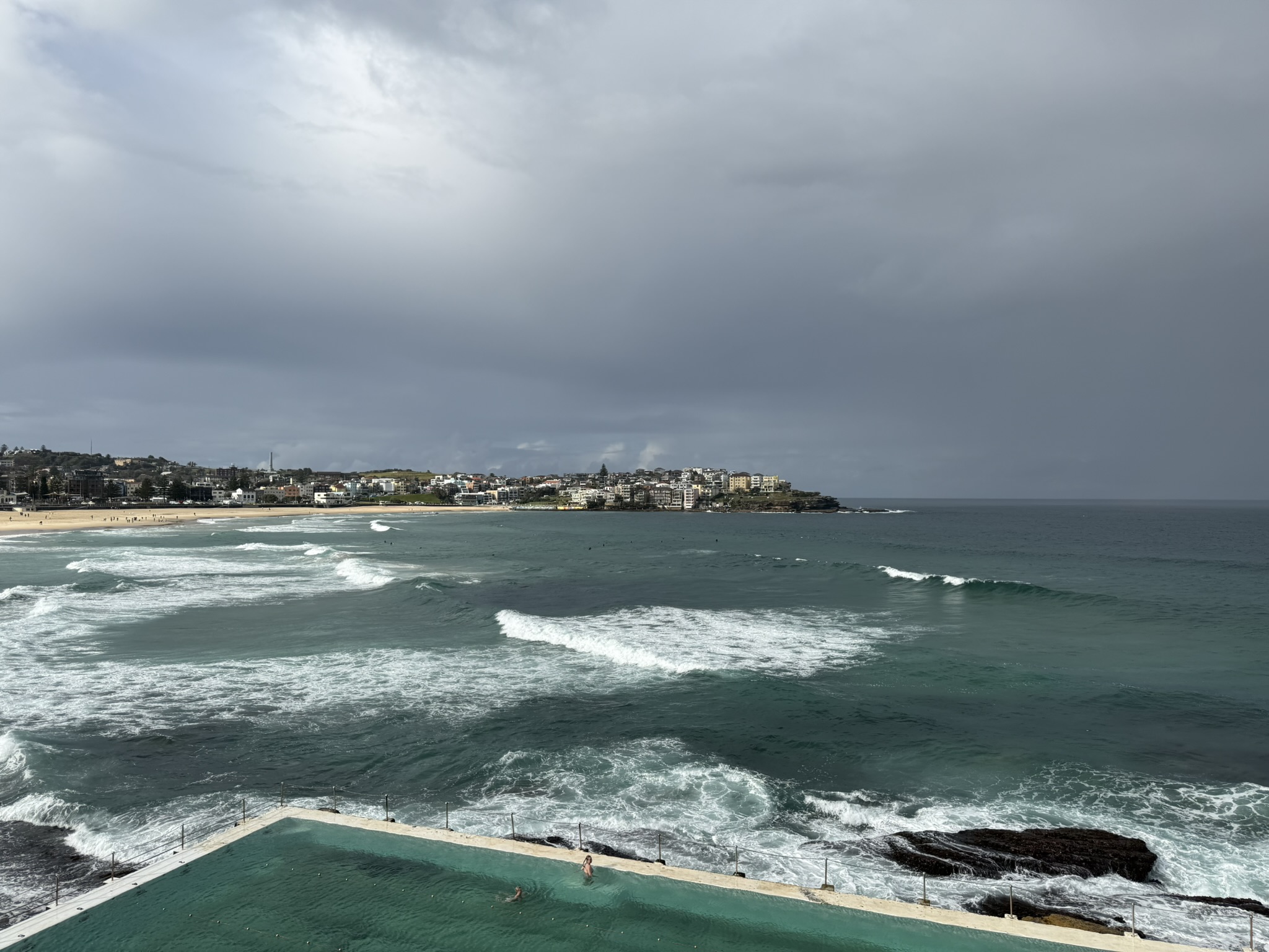 View overlooking Bondi Beach from the Bondi Icebergs Club and Swim School during our family travel adventure