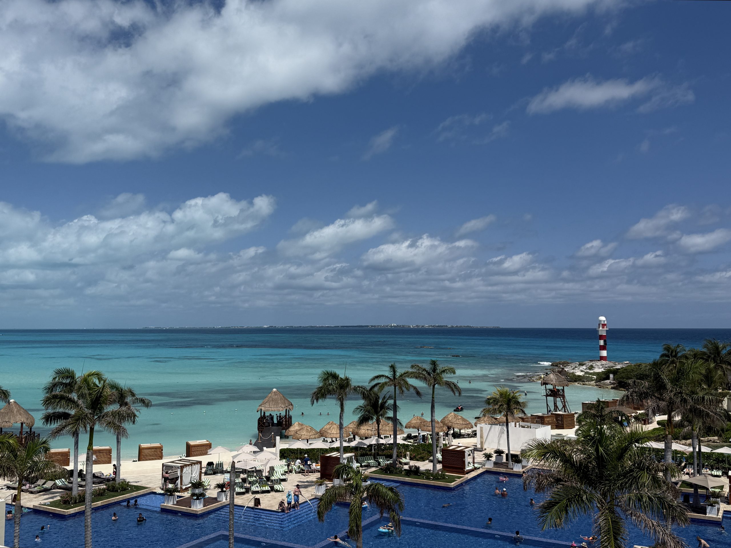 Main pool with ocean views at Hyatt Ziva Cancun family all-inclusive resort