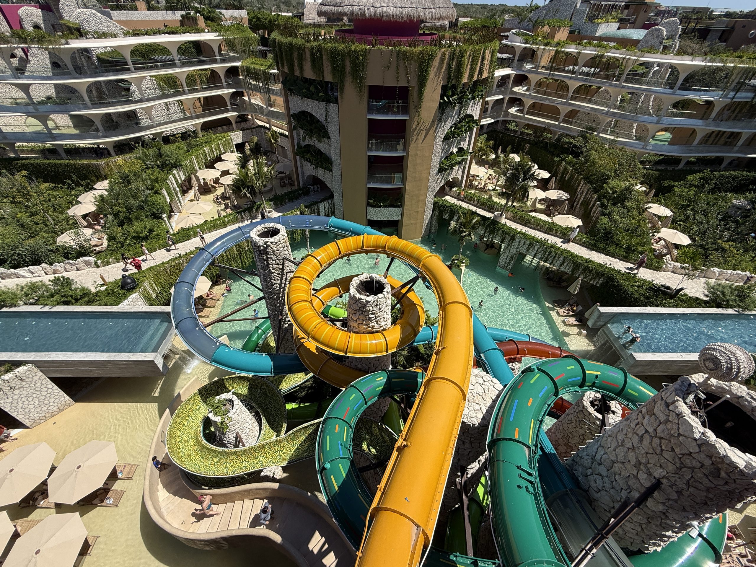 Thrilling water slides at Hotel Xcaret Mexico family all-inclusive resort in the Riviera Maya